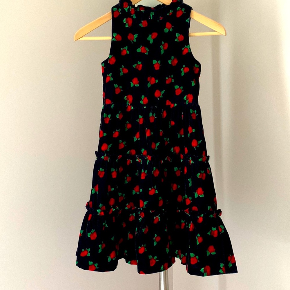 Like New Janie and Jack Girls Navy Rose Velvet Tiered Dress Size 7